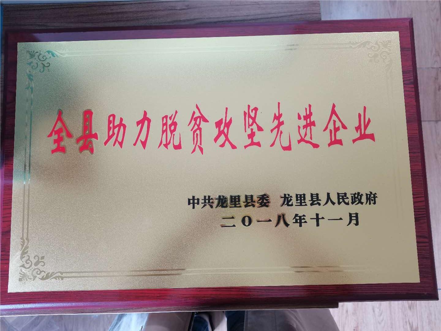 全縣(xiàn)助力脫貧攻堅先進企業.